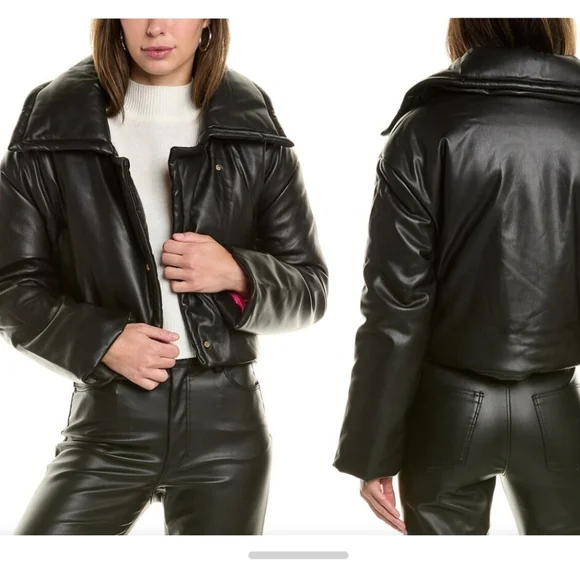 REBECCA MINKOFF Cropped Padded Moto Jacket Size M - Picture 2 of 8